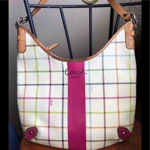 Coach shoulder bag multi colored tattersall plaid